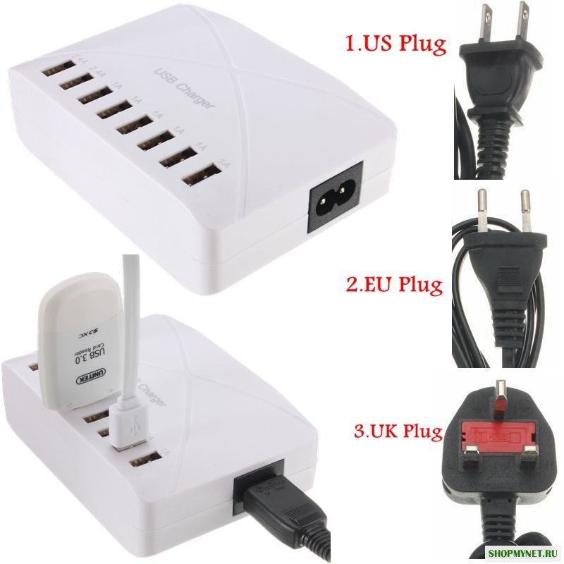 Высокая скорость 8 портов USB зарядное устройство адаптер концентратор сети переменного тока гнездо разветвителя ик нас ес разъем для iphone Sam